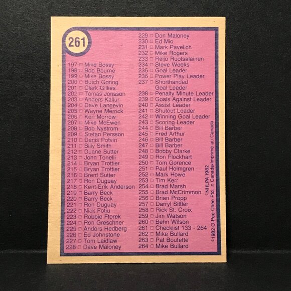 1982-83 OPC O PEE CHEE HOCKEY #261 CHECKLIST UNMARKED - Picture 2 of 2
